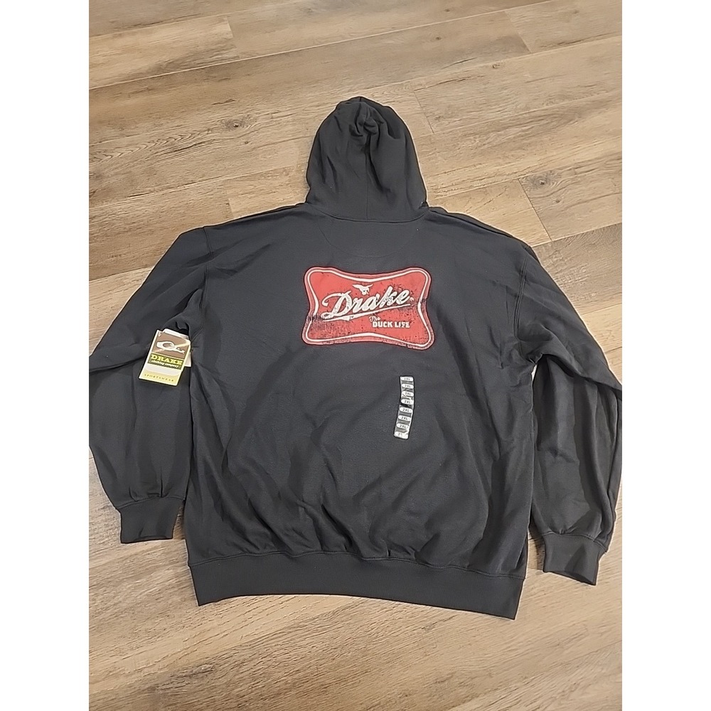 Drake Waterfowl Hoodie Men XXL Drake Life Graphic Pullover Black Soft Sweater